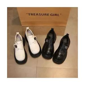 여성패션 플랫워커 소가죽 진피 통굽 학생 로퍼 메탈릭 DL5