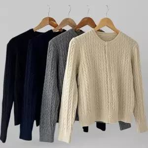 [신상오픈런]여성 가을 스타일 라운드 버튼 꽈배기 가디건 (40953160)