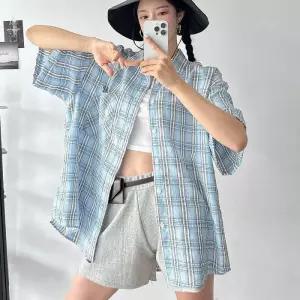 [신상오픈런]여성 남성 루즈핏 여름 체크 셔츠 포켓 반팔 (38541807)