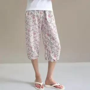 [신상오픈런]여성 노인용 꽃 패턴 5부 밴딩 잠옷 팬츠 (38541273)