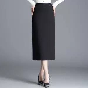 미에스틸로 여사친 스커트 미디 검정 모직 가을 H라인 에이치 힙스터 패션 ADOR3