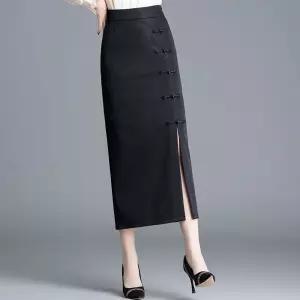 미에스틸로 치마 여친 미디 빈티지 가을 패션 에이치 슬릿 자카드 힙스터 H라인 ADOR3