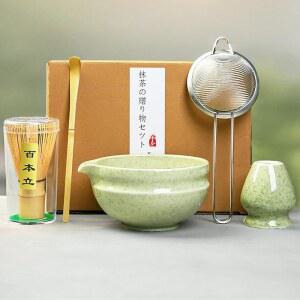 케독시 말차 키트 거품기 세트 그릇 거품기(차센) 홀더 - 5개 등급의 의식용 체 스테인리스 스쿱(차샤쿠) 및 스틸 대나무