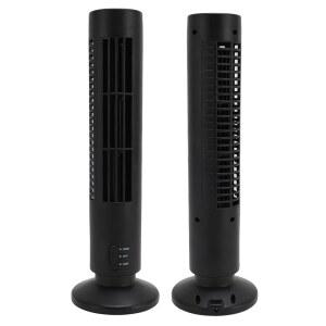 윤세이티 소형 타워 선풍기, 2단 속도의 조용한 냉각 블레이드리스 진동 가정용 사무실 침실용 휴대용 경량 USB 데스크탑 선풍기(블랙)