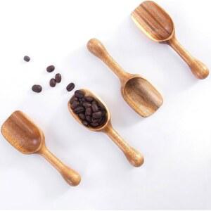 갈은 커피를 위한 르바미 나무 가루 주방 삽을 스쿱 조미료 용기를 향신료 차 원두 소형 4pcs 커피 계량 숟가락