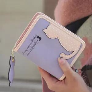 초등 어린이 여학생 여중생 도트 고양이 반지갑 RSX7+9CnN