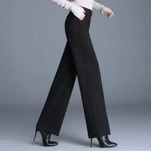 여사친 팬츠 모직 빈티지 와이드 정장팬츠 스트라이프 추동 골지 일자 9부 원템3