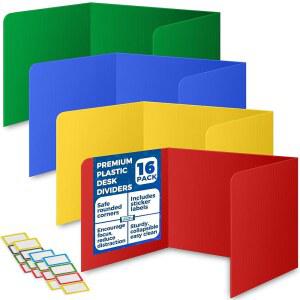 학생용 16팩 책상 칸막이 - 내구성 및 방수 플라스틱 공부용 카렐 칸막이, 교실 폴더 교사 용품, 청소하기