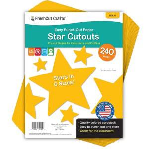 240개의 별 컷아웃, 양면 미국산 카드 재고로 게시판, 교실 장식, 백 투 스쿨 DIY 공예 프로젝트, 파티