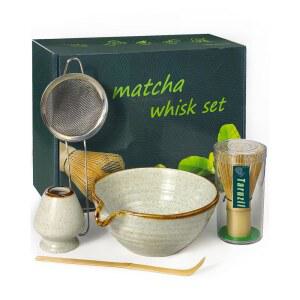 타루질 말차 거품기 세트 볼 집 생일 장식 체 홀더 여자 위한 주방 크리스마스 대나무 친구 스쿱 선물