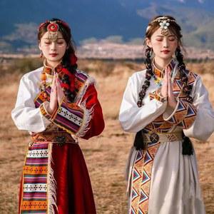 몽골전통의상 델 소수 장족 토가 레드 의상 공연 민족 무대 여성 2XL 무용의상