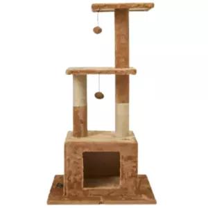 펫토리아 고양이 숨숨집 중형 캣타워 스크래쳐 브라운 BNA