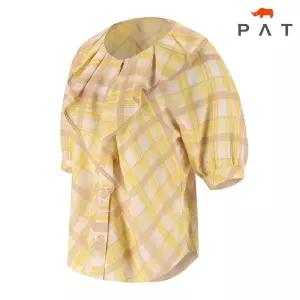 [PAT 여성] 프리미엄 체크 코튼 프릴 블라우스_MK42502