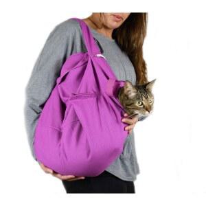 캣 인 더 백 아늑한 편안함 캐리어 - 그루밍, 수의사 방문, 약물 투여, 치과 및 네일 트리밍을 위한 초대형 라벤더 반려동물 고양이 소프트