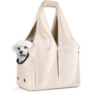 소형견과 고양이를 위한 복박탁 강아지 지갑 캐리어, 최대 15파운드, 휴대용 소프트 사이드 여행용 펫 토트백, 큰 주머니 4개 포함, 외출 및 접이식 가방 캐리어 (베이지)