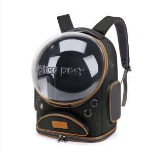 고양이 배낭 캐리어, 통기성 반려동물 캐리어 소형견 및 대형 고양이를 위한 공간 버블(18파운드), 여행 하이킹을 투명 접이식 캐리어(블랙)