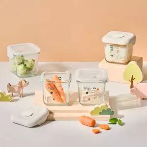 글라스락 베이비 이유식용기 눈금 아기식기 보관 혼합 4조 세트 MNS