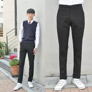 교복바지 (빅사이즈) 스판 차콜 남자 -6XL