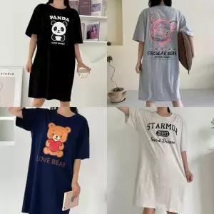 [별별모아]반팔 순면 루즈핏 홈웨어원피스 원피스잠옷 실내복 (43423685A)