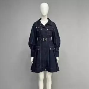 여사친 원피스 청 솔리드 긴팔 슬림핏 미니스커트 봄가을 멀티코디 DUCHI1