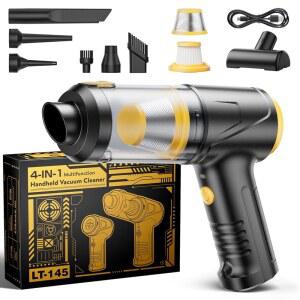 스보코 휴대용 진공청소기 21000Pa 흡입, 브러시리스 모터 포함, 2가지 흡입 모드 포함 4-in-1 미니 자동차 진공청소기, LED 조명 무선 자동차용 타입-C 충전기, 사무용 책상, 키보드