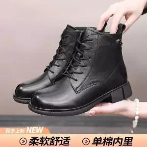 빈티지 플랫폼 플랫워커 소가죽 숏 여자신발 워커 기모 스트랩 면부츠 앵클부츠 원템5