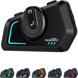 음악 공유 기능이 Fodsports T 오토바이 블루투스 인터콤 V5.4 3가지 기능 모드를 원클릭 전환 양방향 헬멧