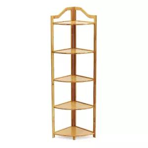 인테리어 대나무 5단 선반 내추럴 거실 조립식 코너 모서리