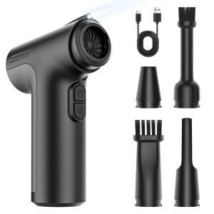 CLEANGOR 압축 공기 더스트, 130000RPM 3단 조절식 전기 키보드, PC, 자동차, 틈새, 에어 매트리스용 노즐 5개 포함 충전식 무선 및 LED 라이트 슈퍼 파워 송풍기