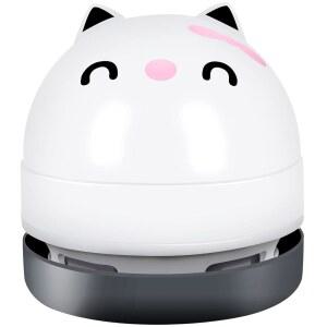 윤일란 미니 데스크탑 진공청소기, 책상용 휴대용 USB 진공청소기 지우개 부스러기, 먼지, 컴퓨터, 키보드 및 자동차 청소용 귀여운 (흰색)