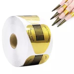 500개의 네일 빌더 젤 폴리 아크릴 네일을 위한 골드 호스슈 연장 가이드 종이 폼 제작