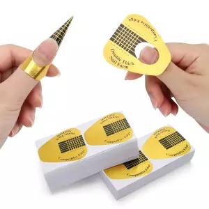 빌더용 500PCS 네일 폼 가이드 스티커가 있는 아크릴 네일/UV 젤용 AHIER 골드 호스슈 연장