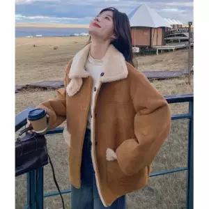 봄 여자코트 모피 퍼 코트 가을가벼운 럭셔리 스웨이드 도톰한 중기장 기장 상의 원템3