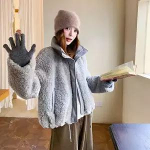 퍼 코트 모피 여자코트 일체형 램스울 라이크 원템1