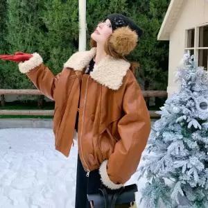 퍼 코트 모피 여자코트 일체형 램스울 라이크 원템1