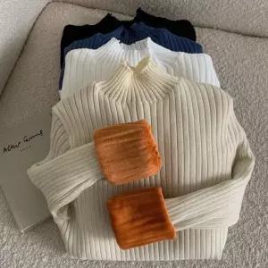 여성 데일리 따뜻 기모 스웨터 골지 목폴라티 LK-T007