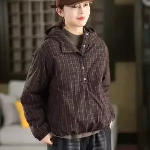 여친 겨울 트렌디 아이템 카디건 후드 풀오버 투웨이 체크 패딩 도톰 HT4