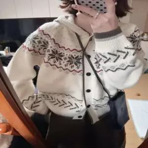 여친 니트 가을 겨울 트렌디 아이템 카디건 후드 쉐퍼드 스웨터 두꺼운 상의 HT4