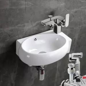 미니세면기 소형세면대원형HDL002+원홀겸용수전+부속4종