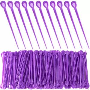 알핀뢰 100개 브러시 헤어 롤러 픽 플라스틱 핀 도구 컬링 스타일링을 위한 로드 크로셰 액세서리(퍼플)