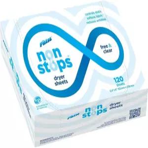 펄스 논스톱 건조 시트 - 무료 및 클리어 향 세탁 섬유 유연제 주름 감소 정적 제어 (120개)