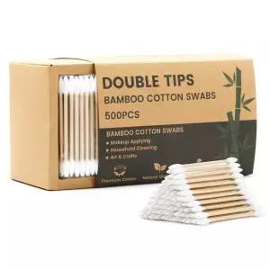뾰족한 면봉 500개 나무 스틱 메이크업 네일 케어 및 공예를 위한 면봉으로 이중 정밀 팁을 계산하세요