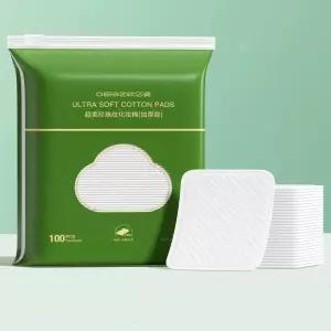 화장 제거 토너 페이셜 클렌징을 위한 대형 스퀘어 코튼 패드(100개 포함)-100 면 보풀 없음 부드럽고 둥근