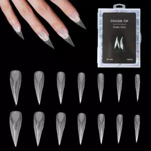 140개의 폴리 익스텐션 젤 네일 폼 14사이즈 클리어 이글 클로 고양이 프레스 팁 몰드 재사용 가능한 호크