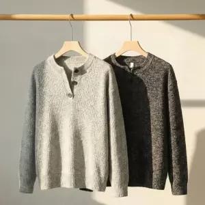 남자 니트 스웨터 겨울 간절기 루즈핏 빅사이즈 헨리넥 니트티셔츠