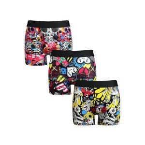여성 복서 브 보이 반바지 속옷 레크리에이션 프린트 편안한 스트레치 팬티 여성용 3팩