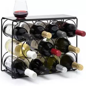 립켄 카운터탑 와인 랙 ？ 블랙 파우더 코팅 금속 홀더 미니멀 스칸디나비아 디자인 캐비닛 또는 테이블탑