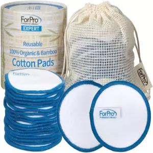 ForPro 전문 컬렉션 전문가 재사용 가능한 면 라운드(20팩) 100 및 대나무 메이크업 리무버 패드