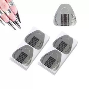 VNC 200Pcs 긴 네일 폼 연장 세트 실버 가이드 스티커 두꺼운 아트 팁 내구성 아크릴 종이 번호 표시