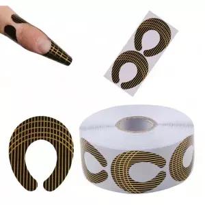 아크릴 네일용 뷰티리더 500개 네일 폼 두꺼운 아트 팁 확장 숫자가 표시된 젤 C 모양 스티커용 골든 컬러